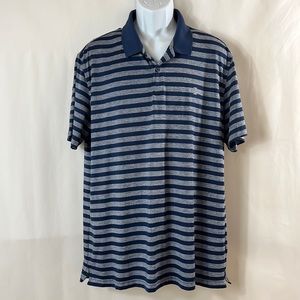 Izod L Navy Blue/Grey Striped Polo